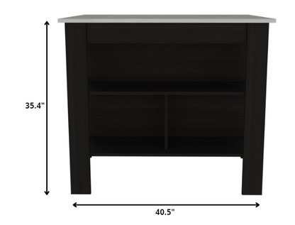 Black and Ivory 41" Kitchen Island With Storage