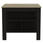 41" Natural And Black Wood Kitchen Island With Storage