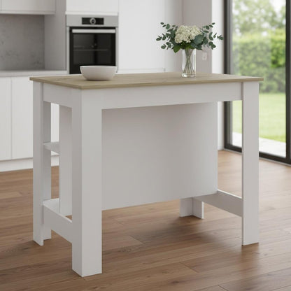 41" Brown And White Wood Kitchen Island With Storage