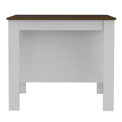 White and Brown 41" Kitchen Island With Storage