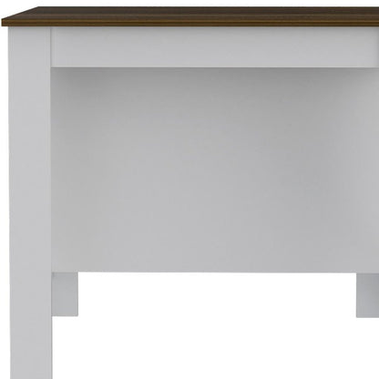 White and Brown 41" Kitchen Island With Storage