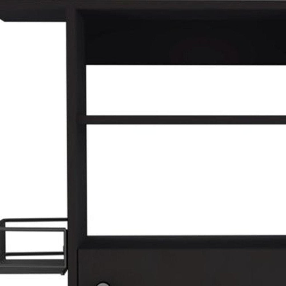 Black 24" Rolling Kitchen Cart With Storage