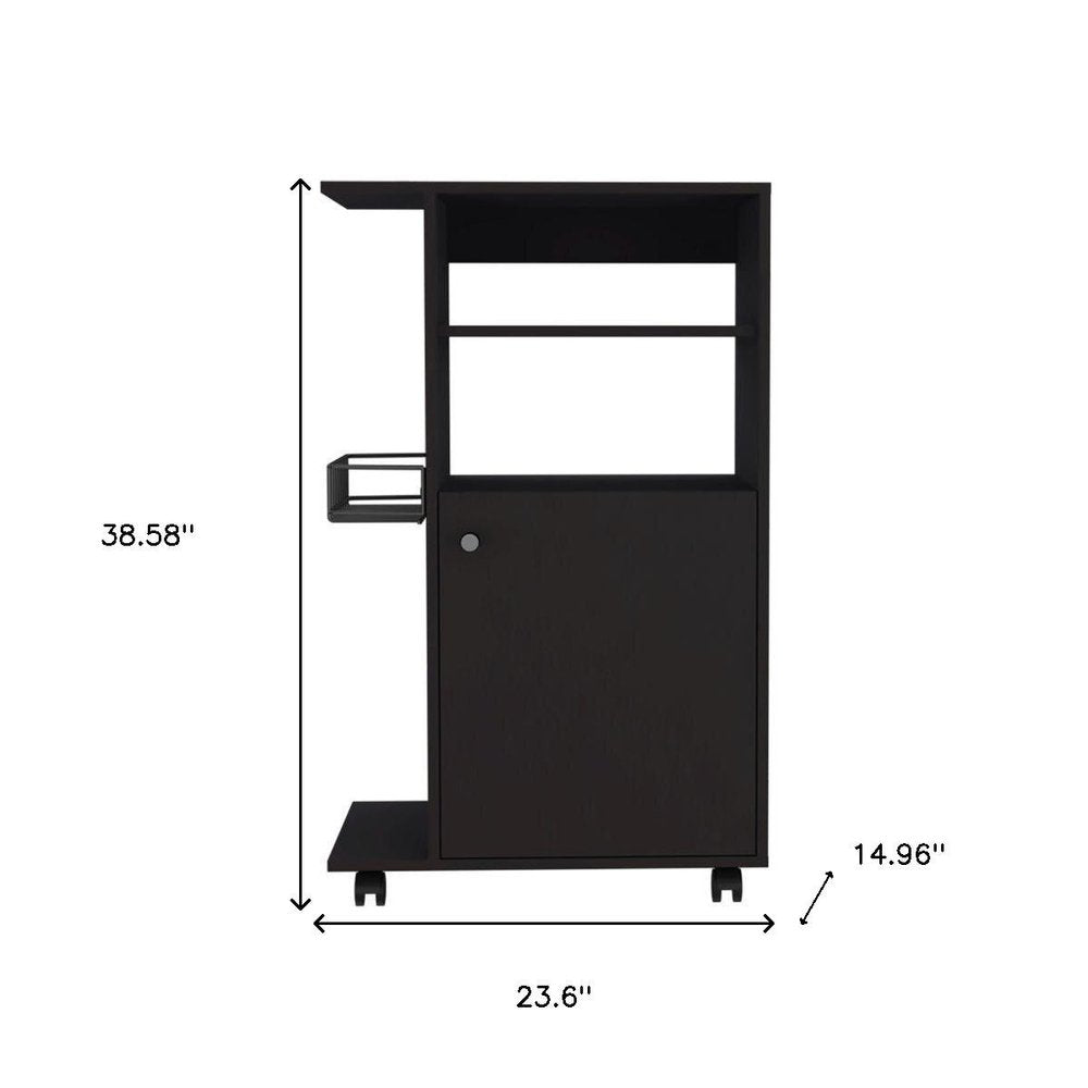 Black 24" Rolling Kitchen Cart With Storage