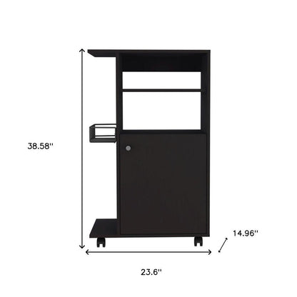Black 24" Rolling Kitchen Cart With Storage