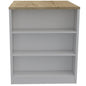 36" Natural and White Wood Kitchen Island With Storage