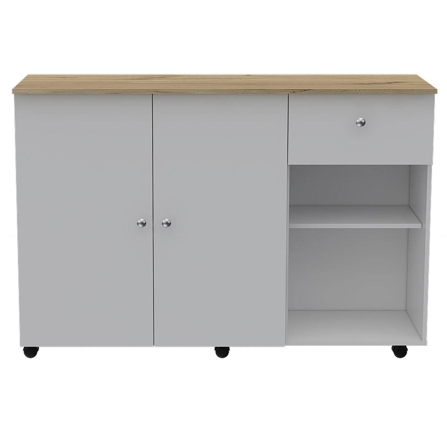 Sleek and Modern White Pine Kitchen Island Cart