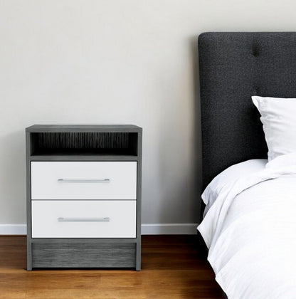 20" Wood Two Drawer Nightstand