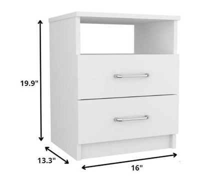 20" Wood Two Drawer Nightstand
