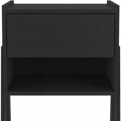 22" Black Wood One Drawer Nightstand
