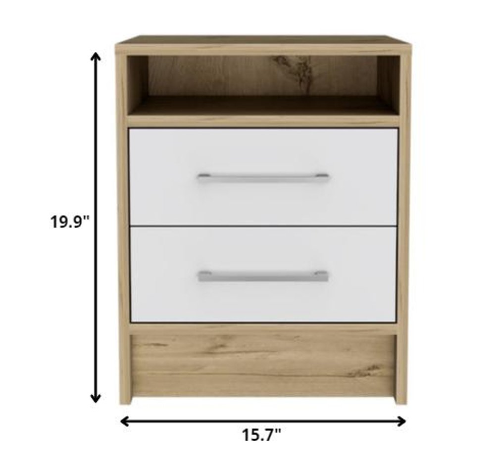 20" Wood Two Drawer Nightstand