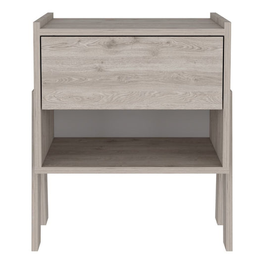 22" Light Gray Wood One Drawer Nightstand