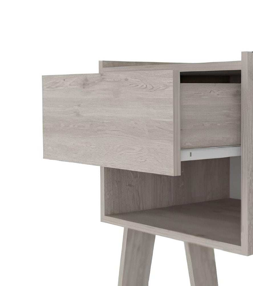22" Light Gray Wood One Drawer Nightstand