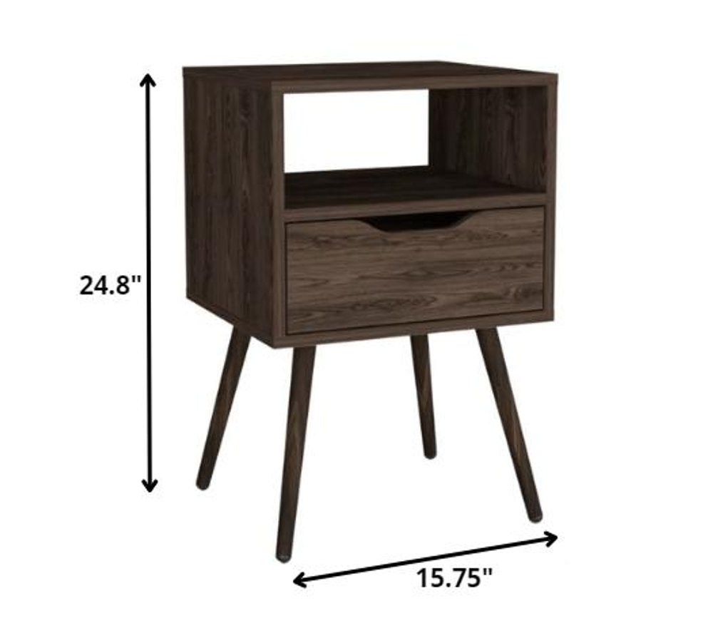 25" Wood One Drawer Nightstand