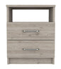 20" Light Gray Wood Two Drawer Nightstand
