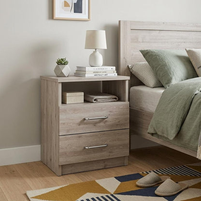 20" Light Gray Wood Two Drawer Nightstand