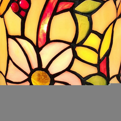 10" Red and Beige Dragonfly Stained Glass Accent Lamp