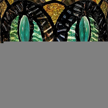 11" Beige and Orange Mosaic Tile Stained Glass Accent Lamp