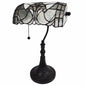 16" Dark Brown Table Lamp With White and Silver Shade