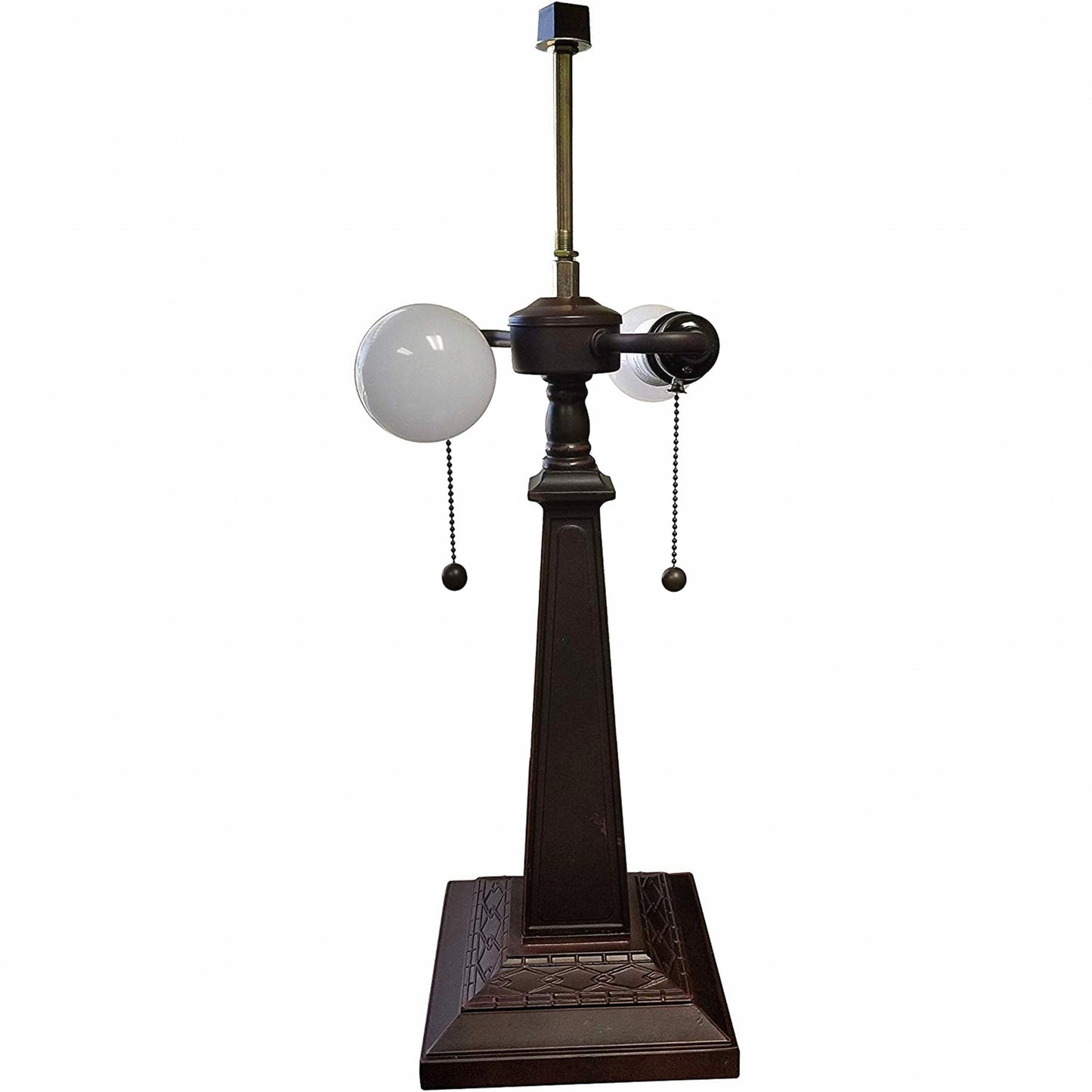 22" Dark Brown Metal Two Light Candlestick Table Lamp With Ivory Shade