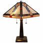 22" Dark Brown Metal Two Light Candlestick Table Lamp With Off White Empire Shade