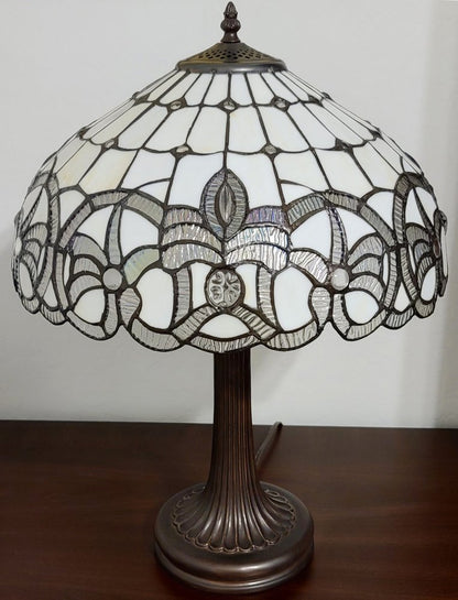 23" Dark Brown Metal Two Light Candlestick Table Lamp With White Shade