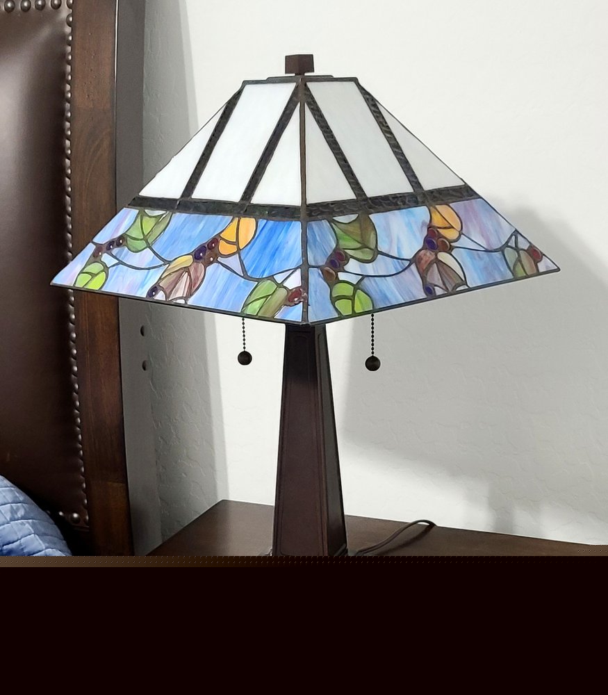 22" Dark Brown Metal Two Light Candlestick Table Lamp With White Shade