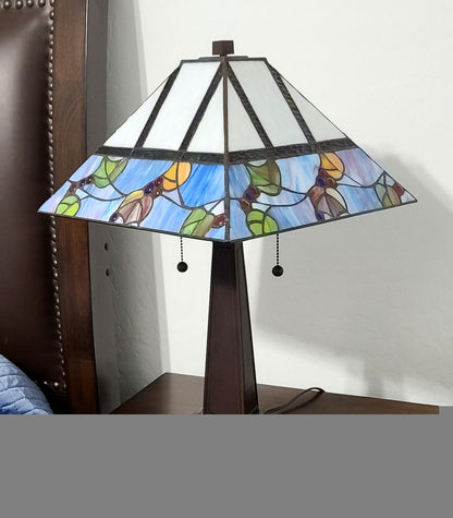 22" Dark Brown Metal Two Light Candlestick Table Lamp With White Shade