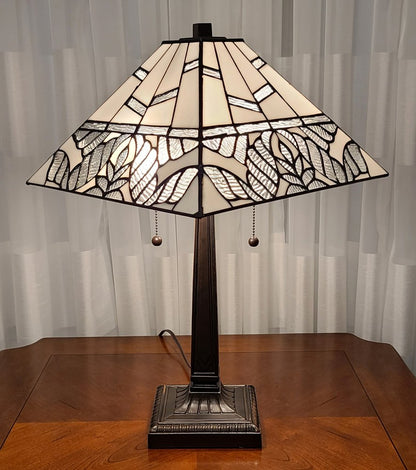 22" Dark Brown Metal Two Light Candlestick Table Lamp With White Shade
