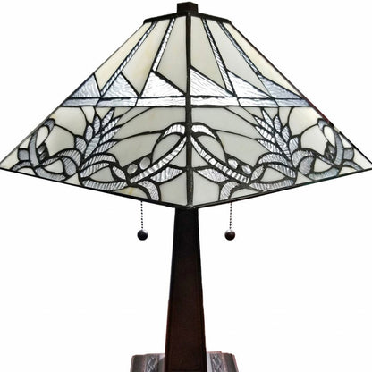 22" Dark Brown Metal Two Light Candlestick Table Lamp With White Empire Shade
