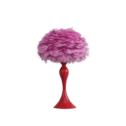 24" Glam Hot Pink Feather and Red Table Lamp