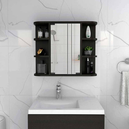 24" Black Wall Mounted Bathroom Cabinet With Six Shelves