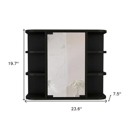 24" Black Wood Floating Double Door Bathroom Vanity And Medicine Cabinet With Mirror