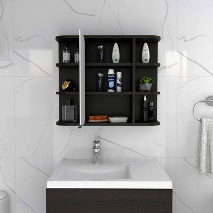 24" Black Wall Mounted Bathroom Cabinet With Six Shelves