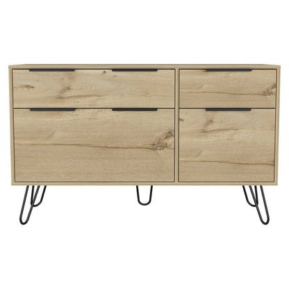 47" Brown And Black Wood Four Drawer Double Dresser