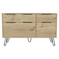 47" Brown And Black Wood Four Drawer Double Dresser