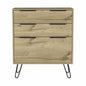 30" Brown And Black Wood Three Drawer Dresser