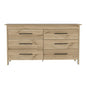59" Natural And Black Wood Six Drawer Double Dresser