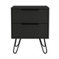 22" Black Wood Two Drawer Nightstand
