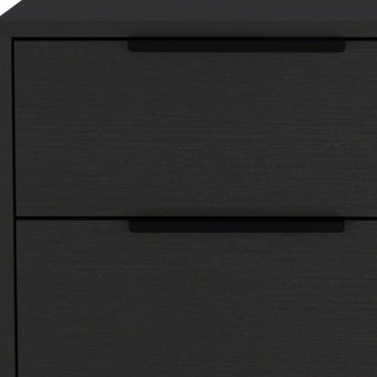 22" Black Wood Two Drawer Nightstand