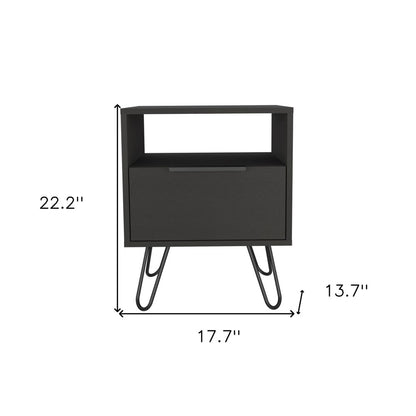 22" Black Wood Nightstand