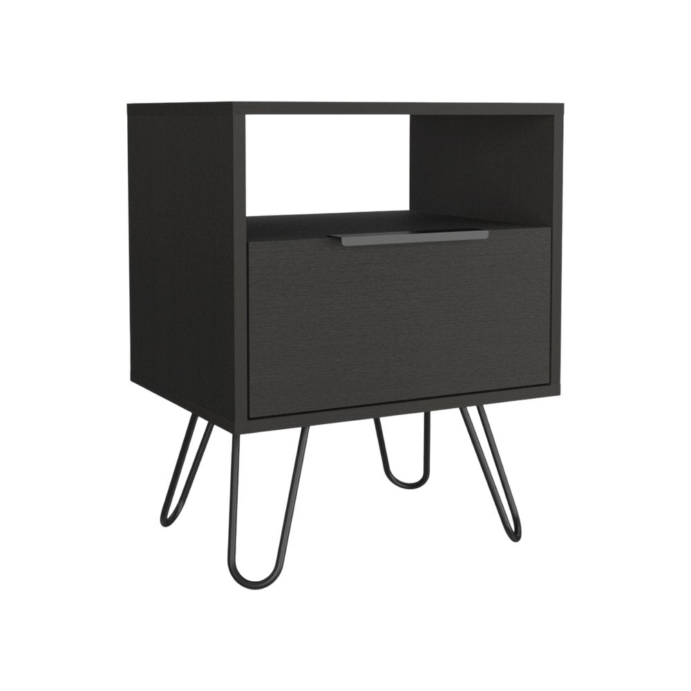 22" Black Wood Nightstand