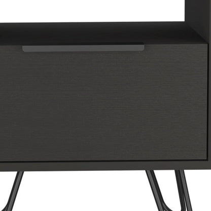 22" Black Wood One Drawer Nightstand