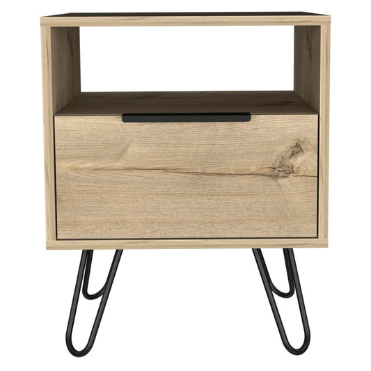 22" Oak Wood One Drawer Nightstand