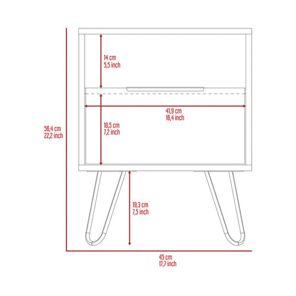 22" Oak Wood One Drawer Nightstand
