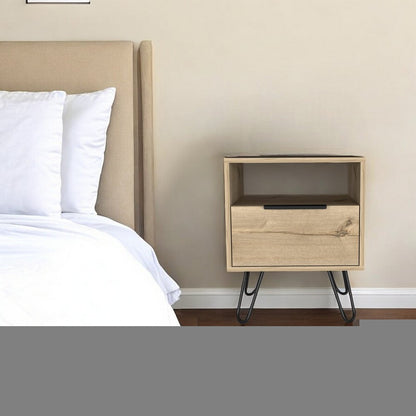 22" Oak Wood One Drawer Nightstand