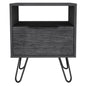 22" Gray Faux Wood Nightstand With Storage