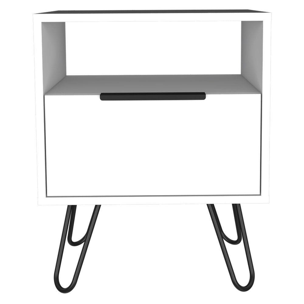 22" White Wood One Drawer Nightstand
