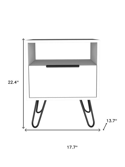 22" White Wood One Drawer Nightstand