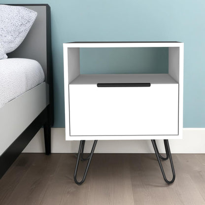 22" White Faux Wood Nightstand With Storage