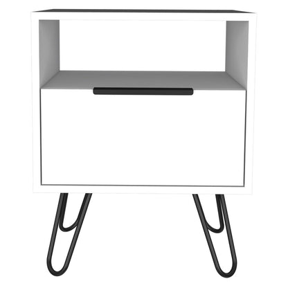 22" White Wood One Drawer Nightstand